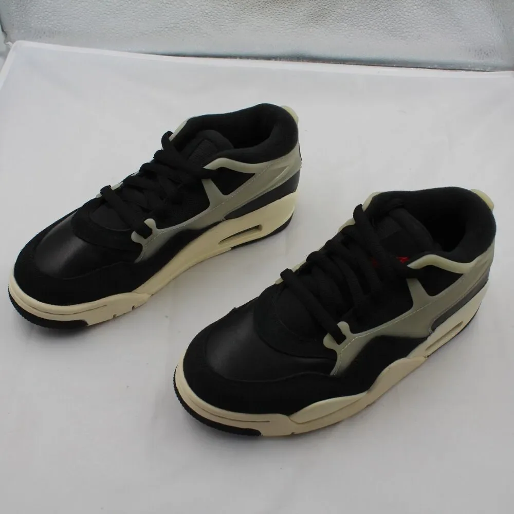 Nike Air Jordan 4 RM Sz 6.5 Youth GS Low Lifestyle Sneaker Black Sail FQ7938-006